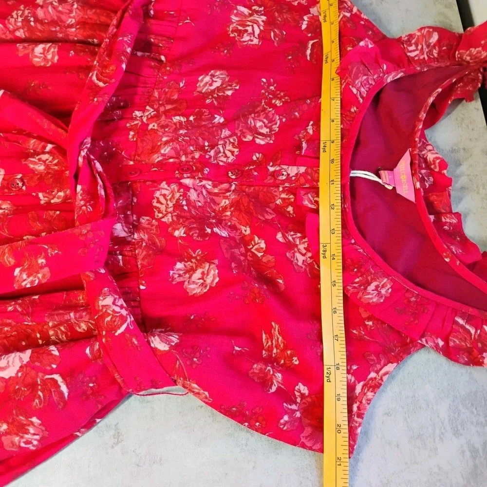 April Cornell Francesca Dress Red Womens Lg‎ Ruffle Romantic Floral Cottagecore - Picture 13 of 14